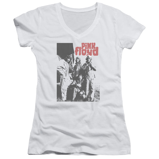 Pink Floyd Point Me At The Sky Junior Sheer Cap Sleeve V-Neck Womens T Shirt White