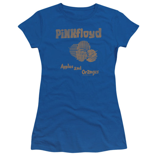 Pink Floyd Apples and Oranges Junior Sheer Cap Sleeve Womens T Shirt Royal Blue