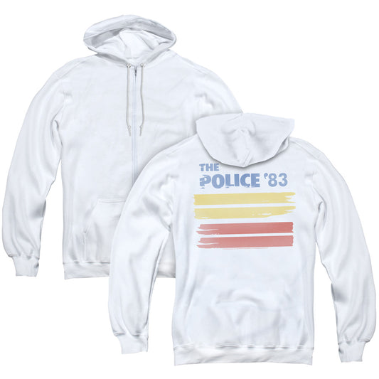 The Police 83 Back Print Zipper Mens Hoodie White