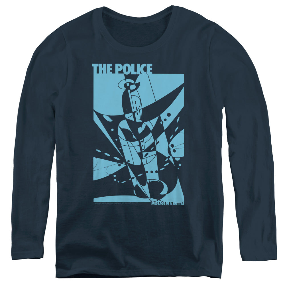 The Police Message In A Bottle Womens Long Sleeve Shirt Navy Blue