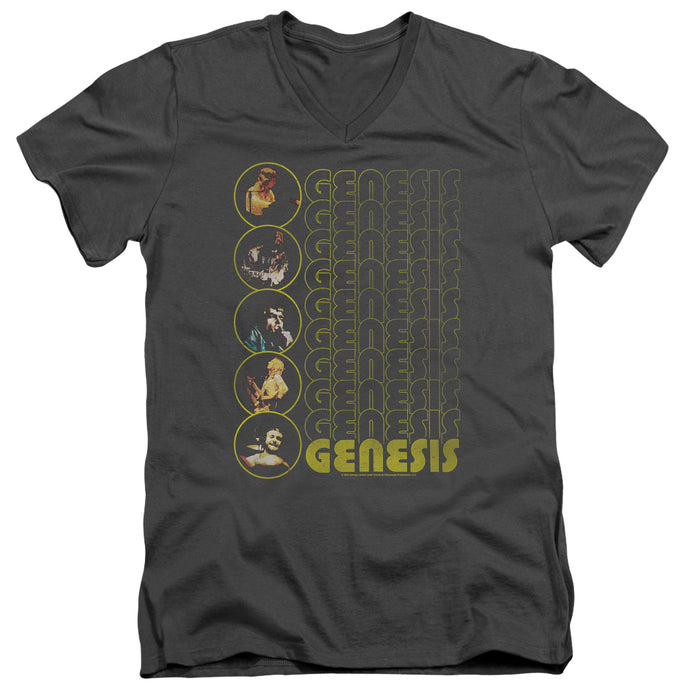Genesis The Carpet Crawlers Mens Slim Fit V-Neck T Shirt Charcoal