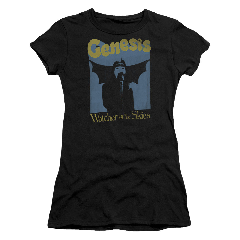 Genesis Watcher Of The Skies Design 2 Junior Sheer Cap Sleeve Womens T Shirt Black