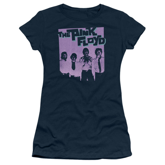 Pink Floyd Paint Box Junior Sheer Cap Sleeve Womens T Shirt Navy Blue