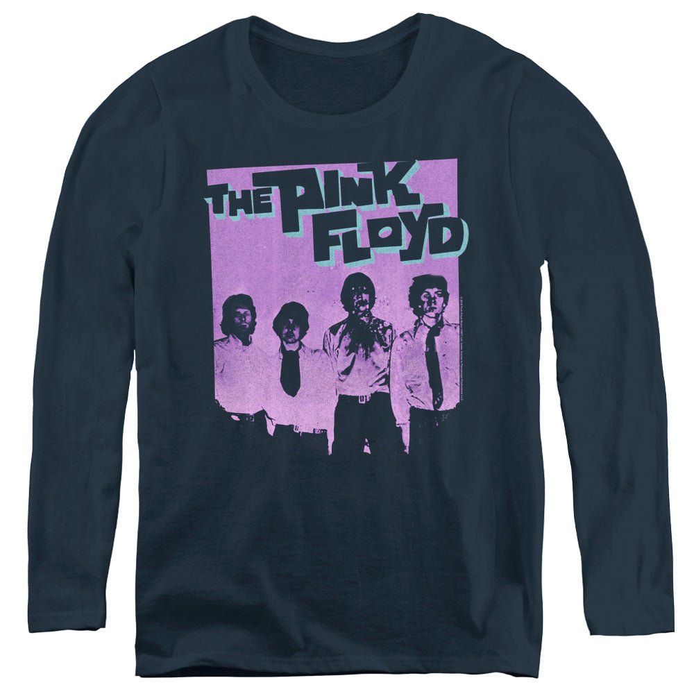 Pink Floyd Paint Box Womens Long Sleeve Shirt Navy Blue