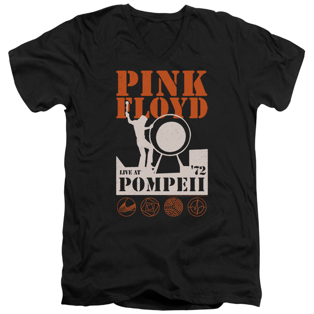 Pink Floyd Pompeii Mens Slim Fit V-Neck T Shirt Black