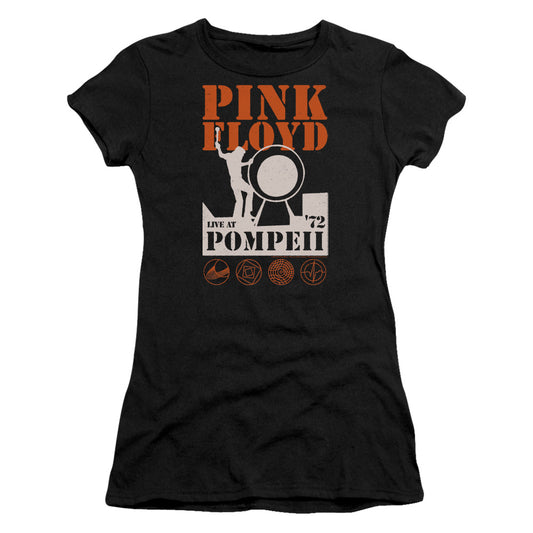 Pink Floyd Pompeii Junior Sheer Cap Sleeve Womens T Shirt Black