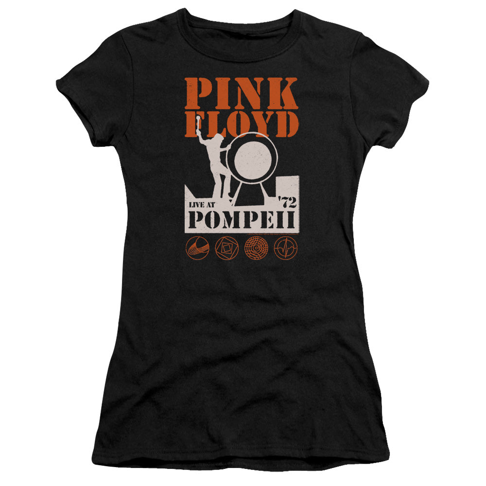 Pink Floyd Pompeii Junior Sheer Cap Sleeve Premium Bella Canvas Womens T Shirt Black