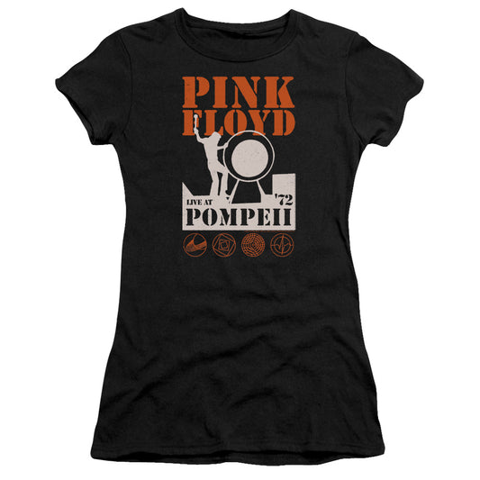 Pink Floyd Pompeii Junior Sheer Cap Sleeve Premium Bella Canvas Womens T Shirt Black