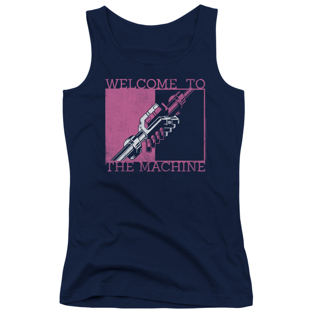 Pink Floyd Welcome To The Machine Womens Tank Top Shirt Navy Blue