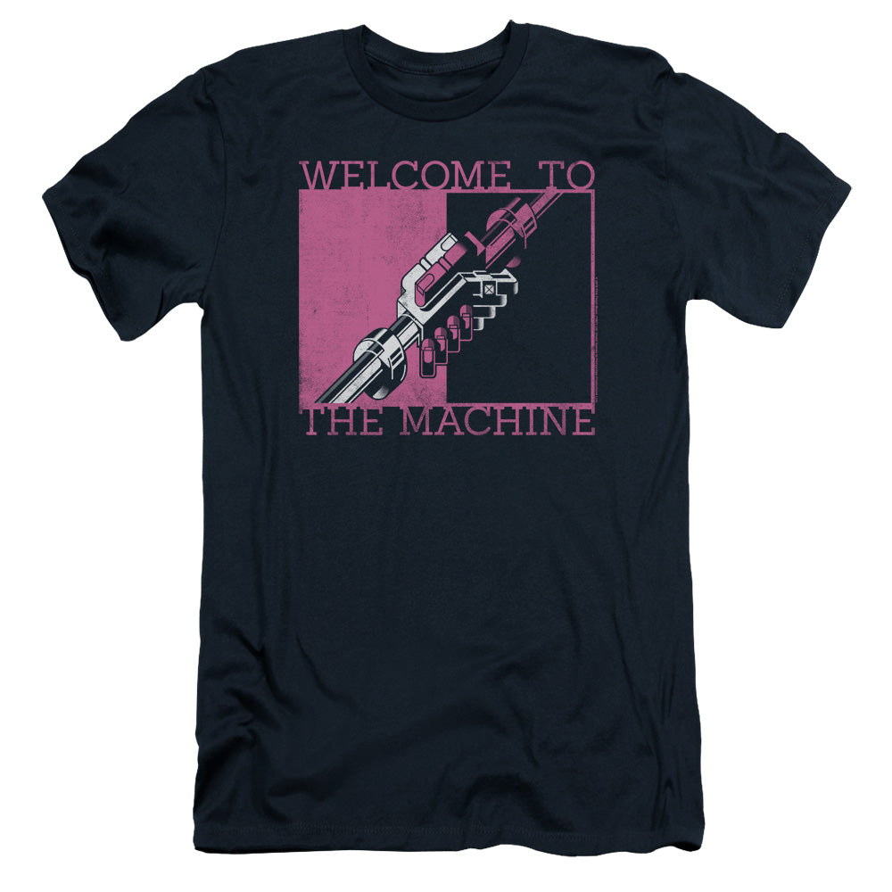 Pink Floyd Welcome To The Machine Slim Fit Mens T Shirt Navy Blue