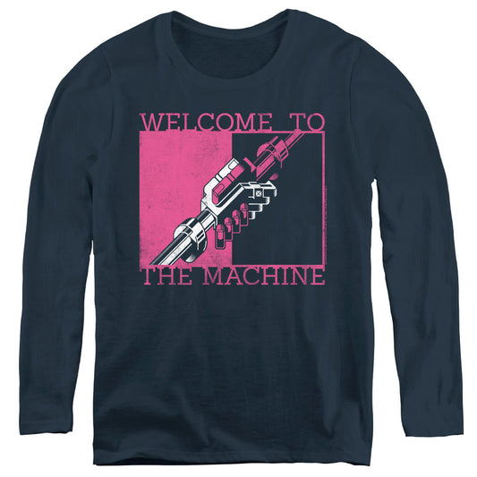 Pink Floyd Welcome To The Machine Womens Long Sleeve Shirt Navy Blue