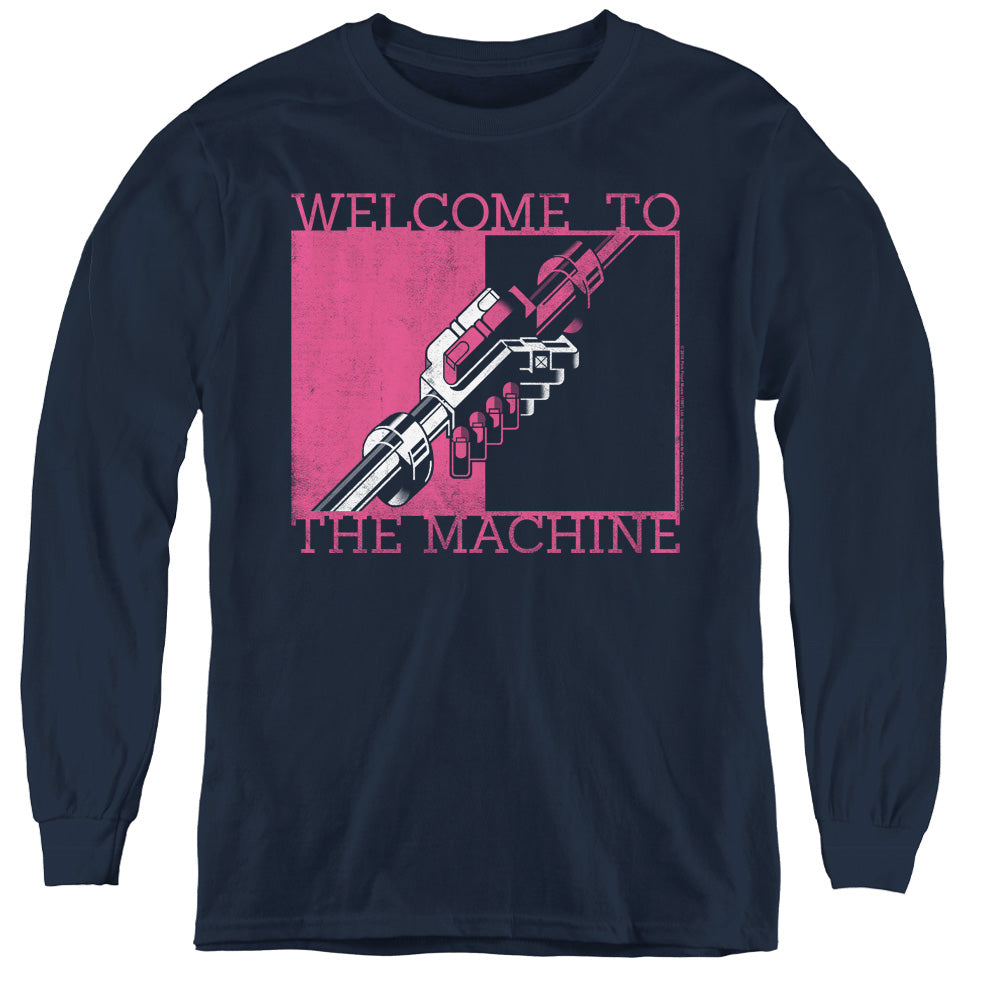 Pink Floyd Welcome To The Machine Long Sleeve Kids Youth T Shirt Navy Blue