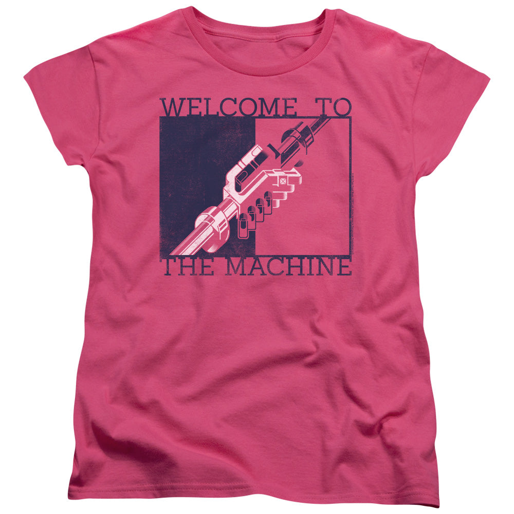 Pink Floyd Welcome To The Machine 2 Womens T Shirt Hot Pink