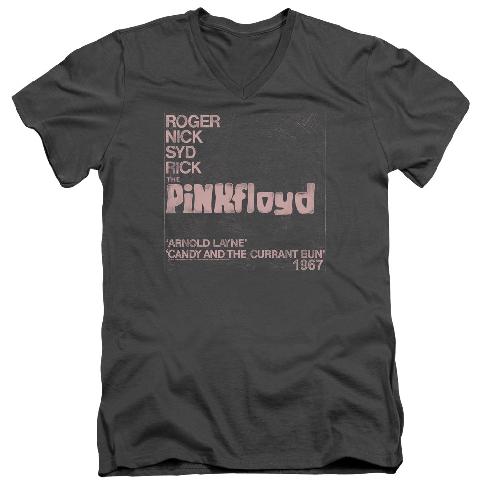 Pink Floyd Arnold Layne Mens Slim Fit V-Neck T Shirt Charcoal