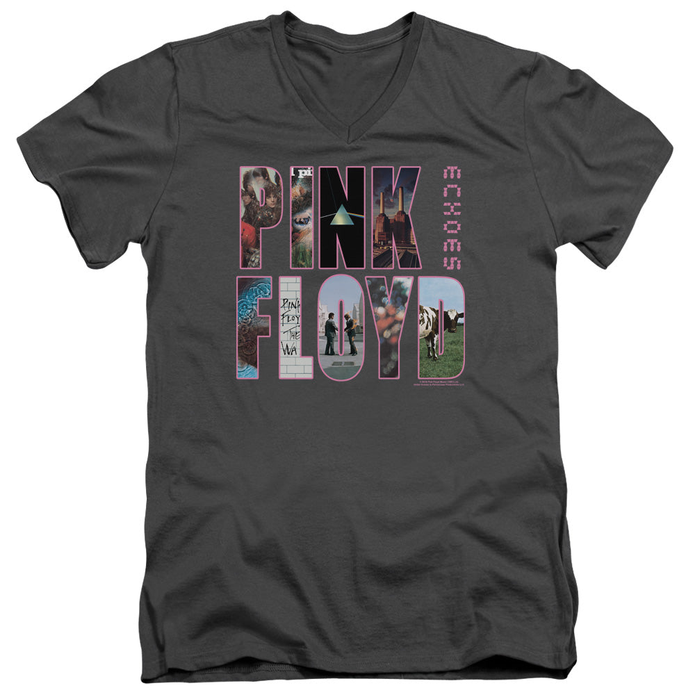 Pink Floyd Cover Mens Slim Fit V-Neck T Shirt Charcoal