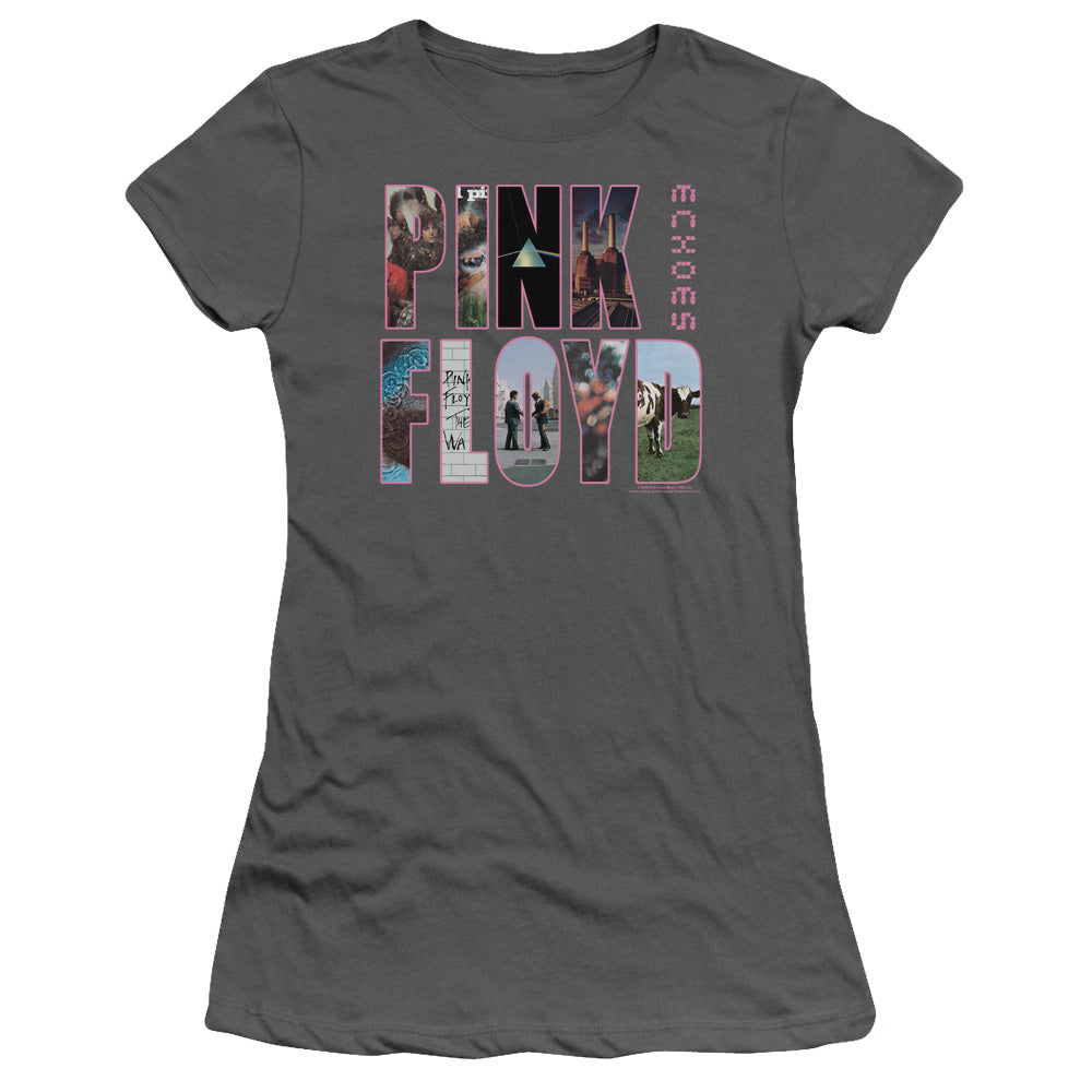 Pink Floyd Cover Junior Sheer Cap Sleeve Womens T Shirt Charcoal