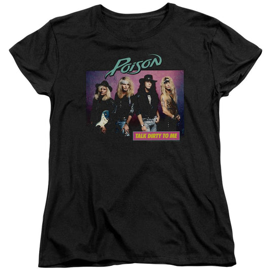 Poison Band Talk Dirty To Me Womens T Shirt Black