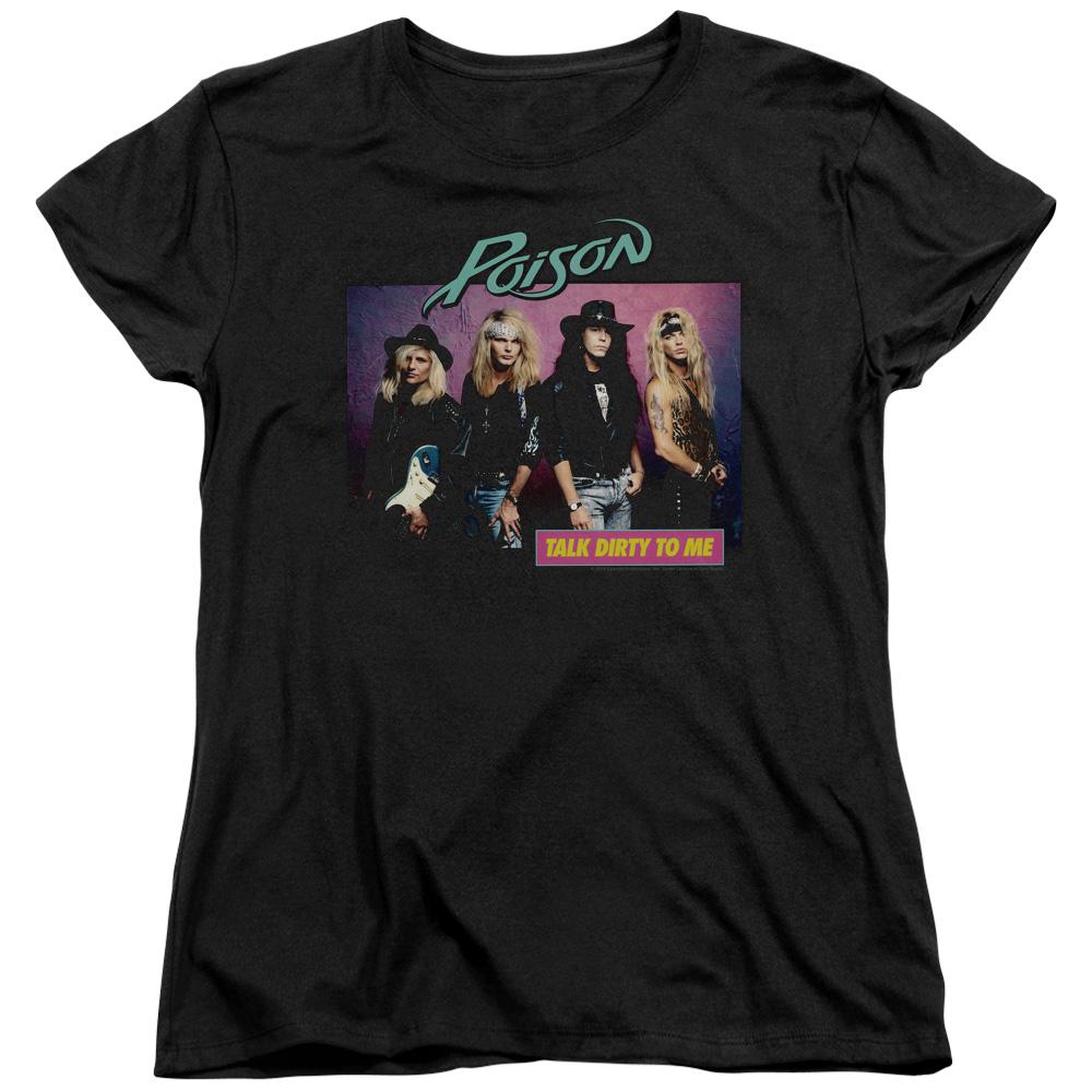Poison Band Talk Dirty To Me Womens T Shirt Black