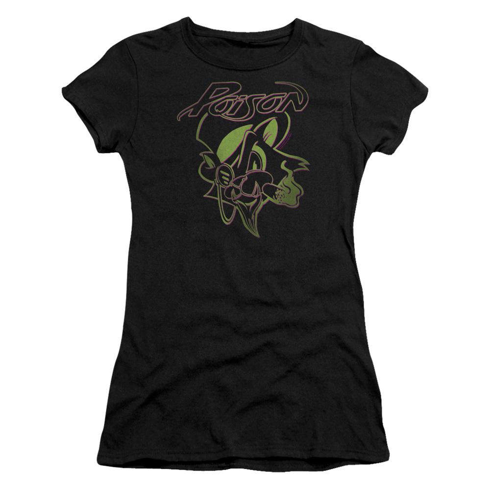 Poison Cat Junior Sheer Cap Sleeve Womens T Shirt Black