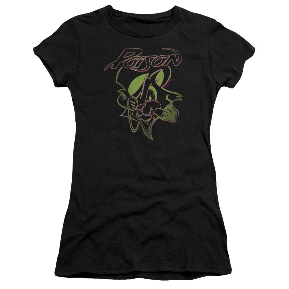 Poison Cat Junior Sheer Cap Sleeve Premium Bella Canvas Womens T Shirt Black