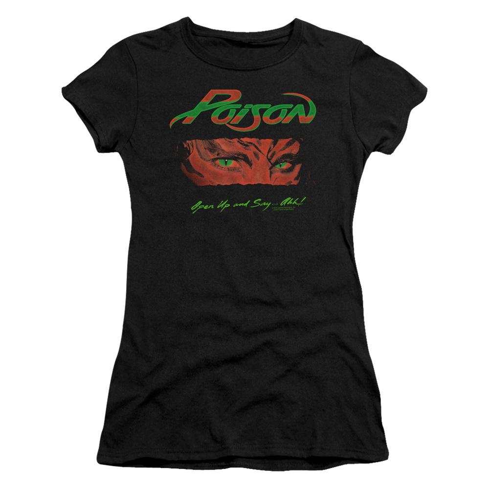 Poison Open Up Junior Sheer Cap Sleeve Womens T Shirt Black