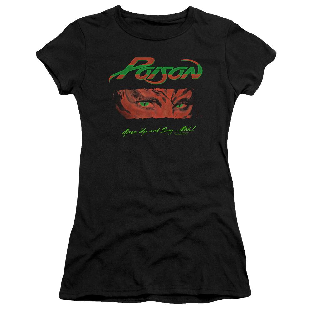 Poison Open Up Junior Sheer Cap Sleeve Premium Bella Canvas Womens T Shirt Black