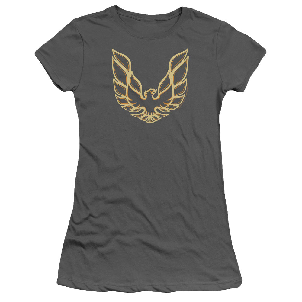 Pontiac Iconic Firebird Junior Sheer Cap Sleeve Womens T Shirt Charcoal