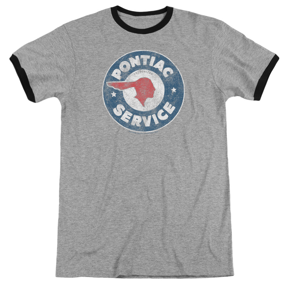 Pontiac Vintage Pontiac Service Heather Ringer Mens T Shirt Heather Black