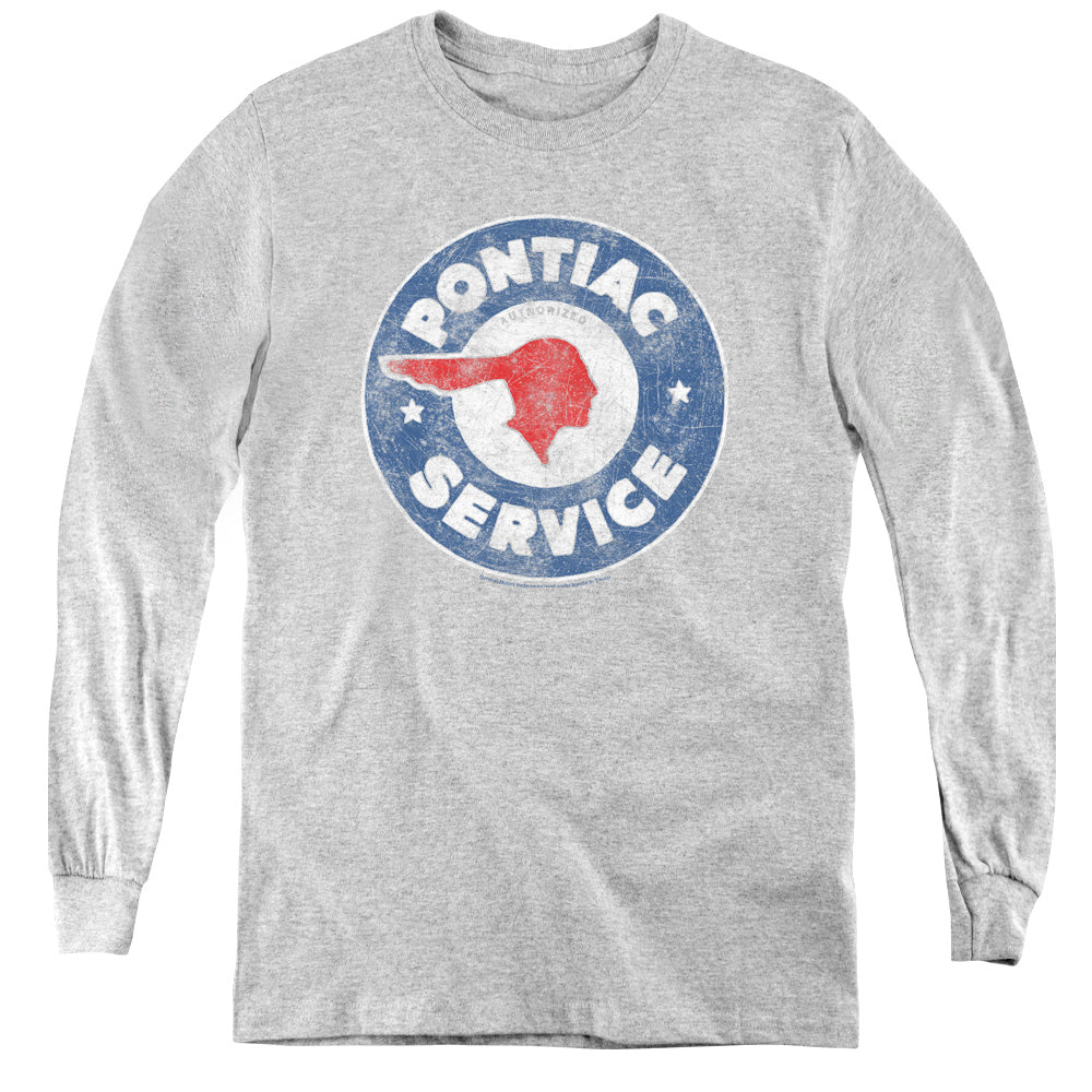 Pontiac Vintage Pontiac Service Long Sleeve Kids Youth T Shirt Athletic Heather