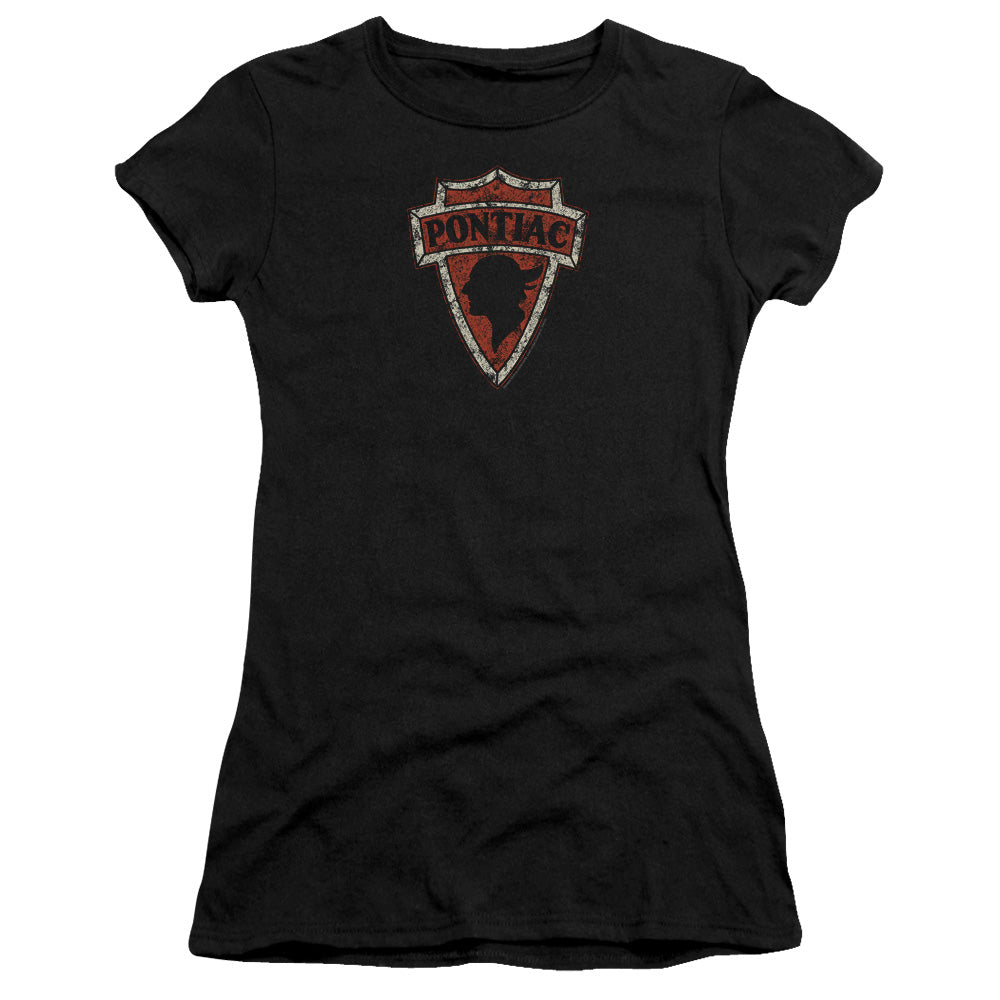 Pontiac Early Pontiac Arrowhead Junior Sheer Cap Sleeve Womens T Shirt Black