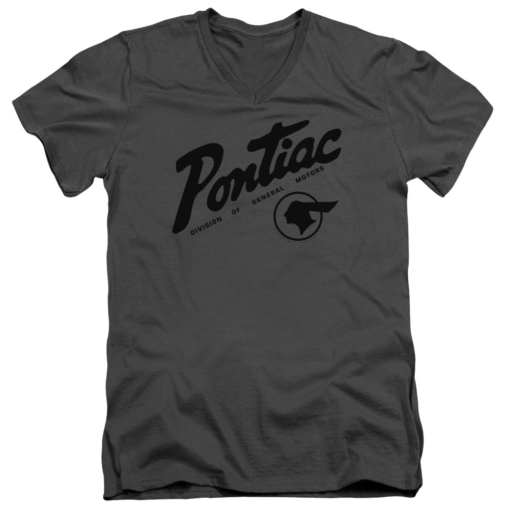 Pontiac Division Mens Slim Fit V Neck T Shirt Charcoal