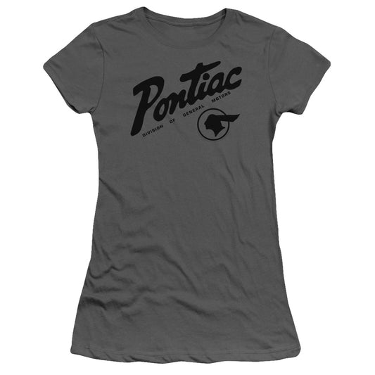 Pontiac Division Junior Sheer Cap Sleeve Womens T Shirt Charcoal