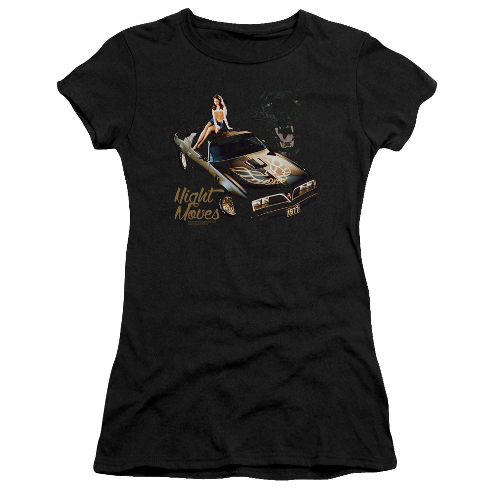 Pontiac Night Moves Junior Sheer Cap Sleeve Womens T Shirt Black