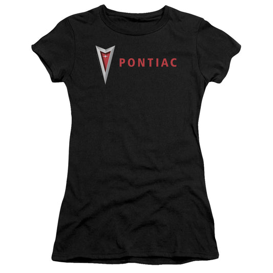 Pontiac Modern Pontiac Arrowhead Junior Sheer Cap Sleeve Womens T Shirt Black