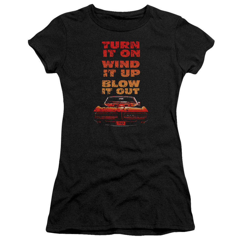 Pontiac Blow It Out Gto Junior Sheer Cap Sleeve Womens T Shirt Black