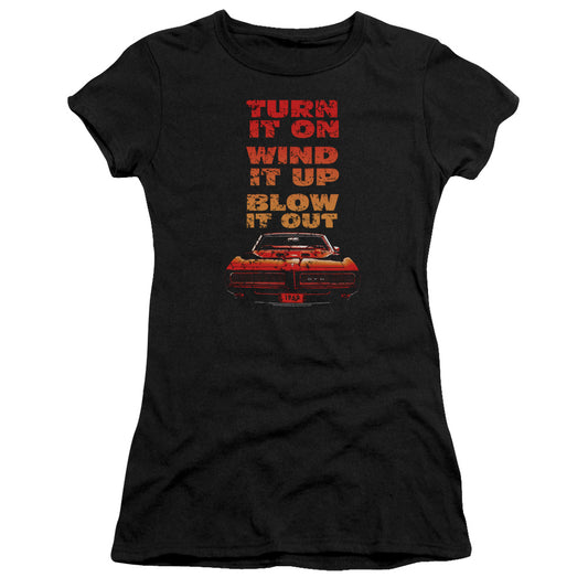 Pontiac Blow It Out Gto Junior Sheer Cap Sleeve Womens T Shirt Black