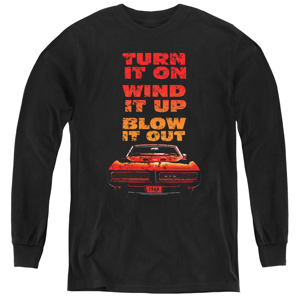 Pontiac Blow It Out Gto Long Sleeve Kids Youth T Shirt Black