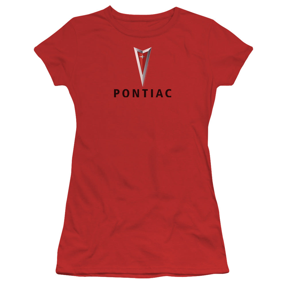 Pontiac Centered Arrowhead Junior Sheer Cap Sleeve Womens T Shirt Red