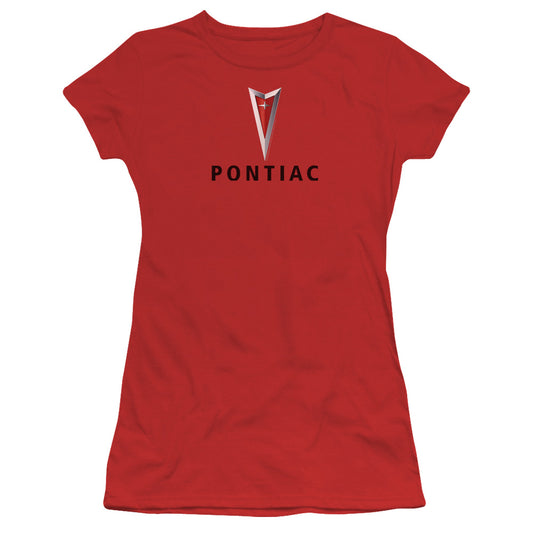 Pontiac Centered Arrowhead Junior Sheer Cap Sleeve Womens T Shirt Red