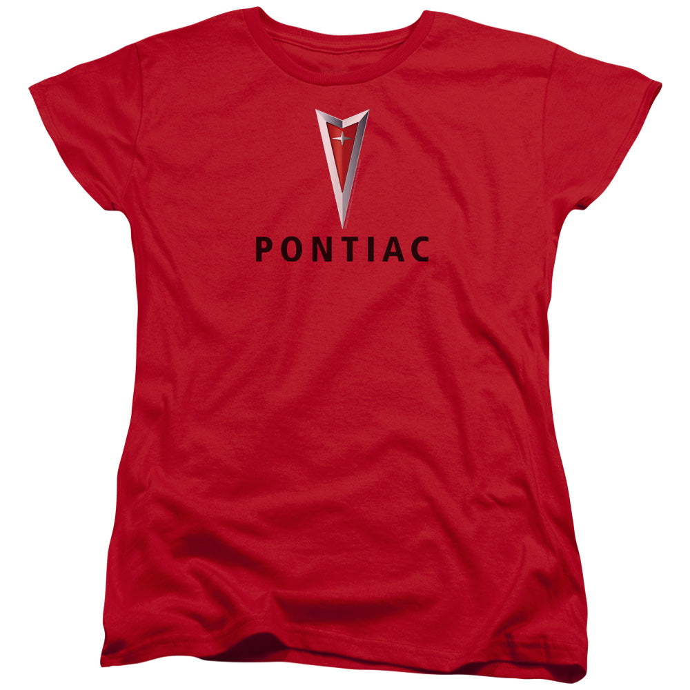 Pontiac Centered Arrowhead Womens T Shirt Red