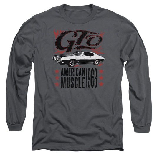 Pontiac Gto Flames Mens Long Sleeve Shirt Charcoal