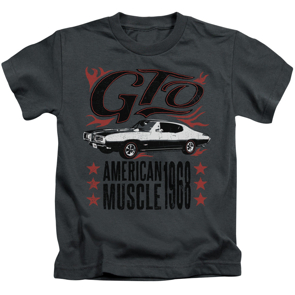 Pontiac Gto Flames Juvenile Kids Youth T Shirt Charcoal