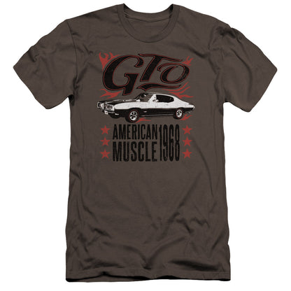 Pontiac Gto Flames Premium Bella Canvas Slim Fit Mens T Shirt Charcoal