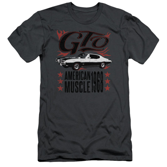 Pontiac Gto Flames Slim Fit Mens T Shirt Charcoal