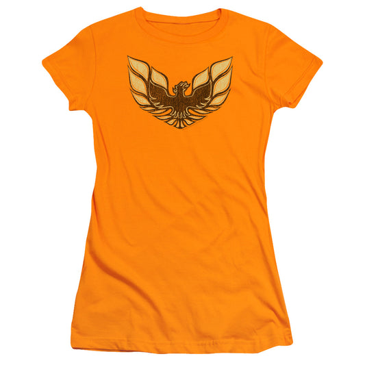 Pontiac Ross 1975 Bird Junior Sheer Cap Sleeve Womens T Shirt Orange