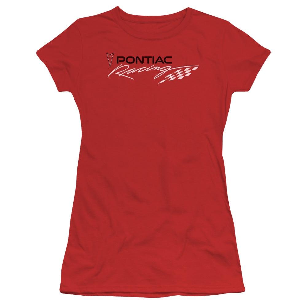 Pontiac Red Pontiac Racing Junior Sheer Cap Sleeve Womens T Shirt Red