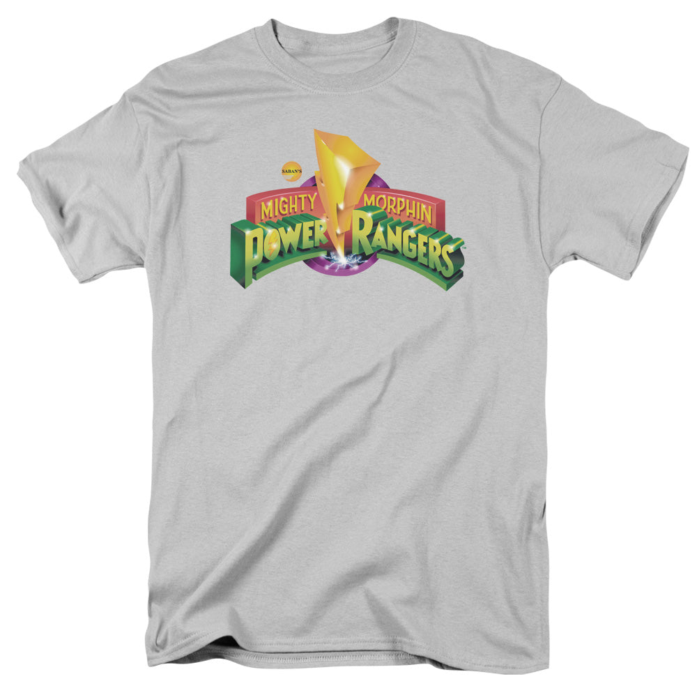 Power Rangers Mmpr Logo Mens T Shirt Silver Officially Licensed