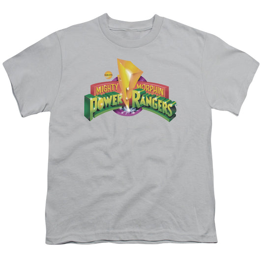 Power Rangers Mighty Morphin Power Rangers Logo Kids Youth T Shirt Silver