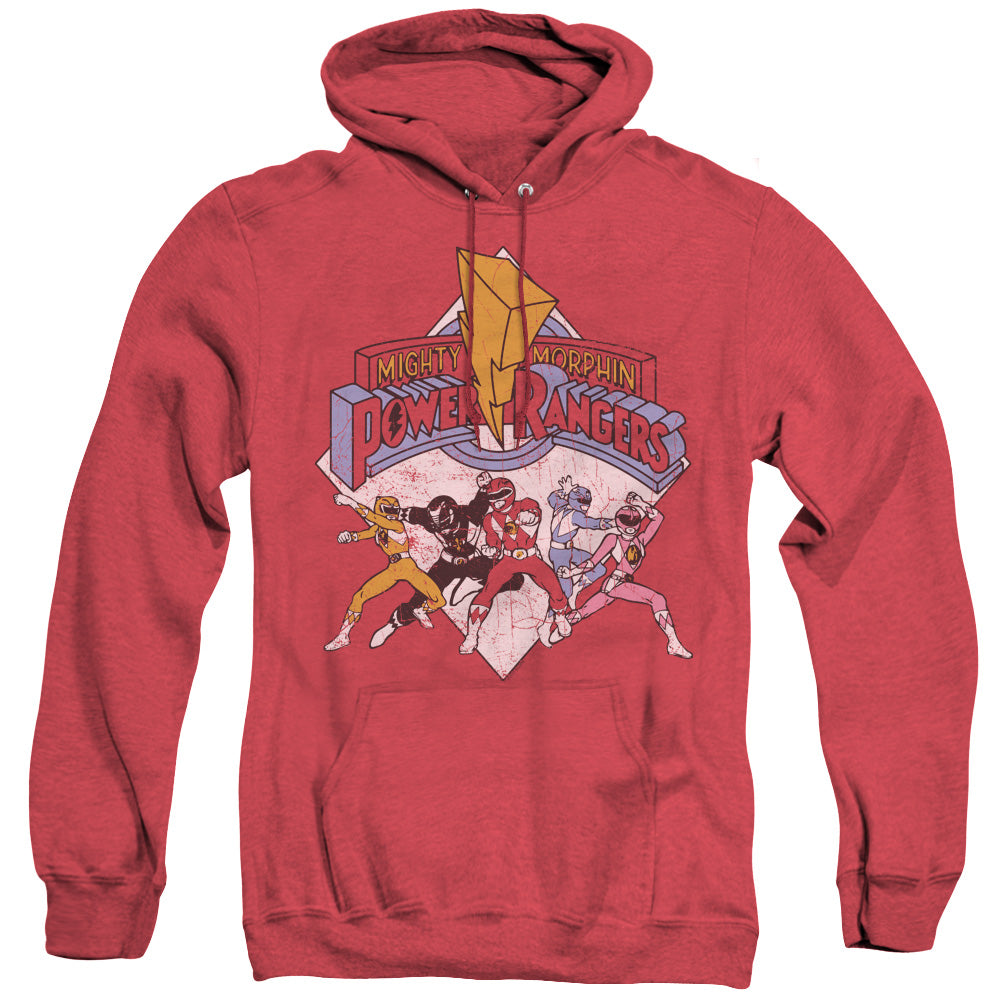 Power Rangers Retro Rangers Mens Heather Hoodie Red Officially Licensed