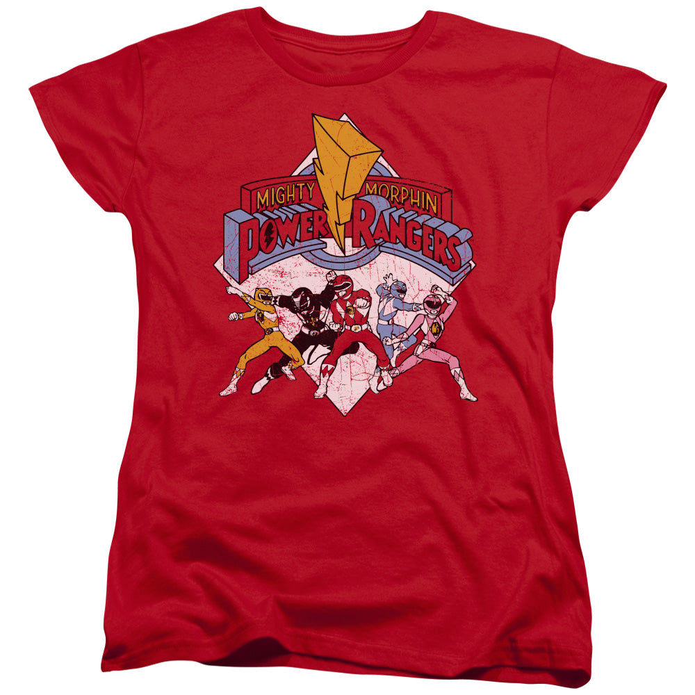 Power Rangers Retro Rangers Womens T Shirt Red